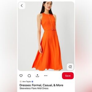 Ann Taylor Vibrant Orange Midi Dress Size 00P
